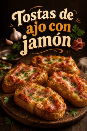 Tostas de ajo con jamon