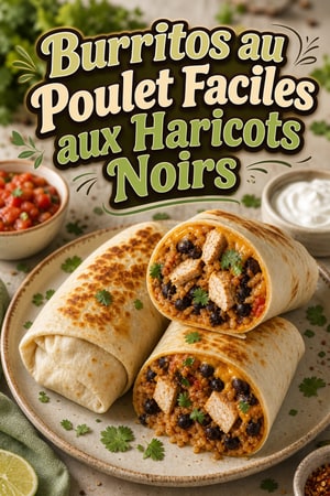Burritos au Poulet Faciles aux Haricots Noirs et Riz