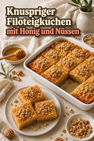 Phyllo-Knitterteig-Kuchen mit Honig und Nüssen