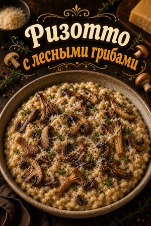 Сливочное ризотто с лесными грибами, пармезаном и тимьяном