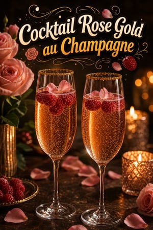 Cocktail Anniversaire Rose Gold au Champagne