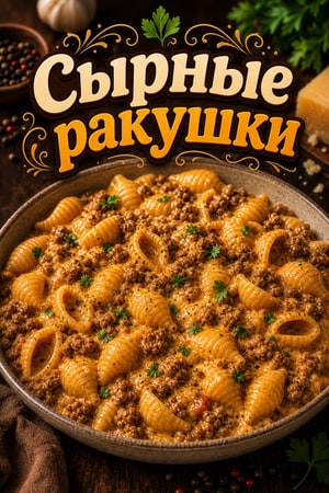 Сырные макароны-ракушки с говяжьим фаршем в одной сковороде