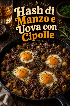 Hash di Manzo e Uova con Cipolle al Bourbon: Ricetta Brunch