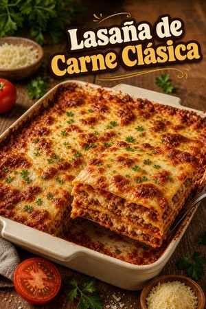 Lasaña de Carne Clásica Familiar con Tres Quesos