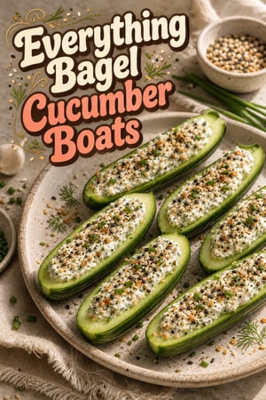 Savory Everything Bagel Cucumber Boats with Herbed Cream Cheese