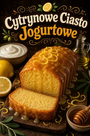 Wilgotne ciasto jogurtowe z cytryną i miodowym sosem