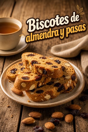 Biscotes crujientes de almendra y pasas caseros para el té
