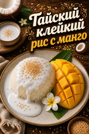 Традиционный тайский манговый клейкий рис с кокосом