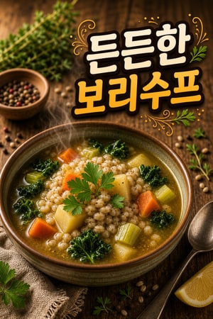 영양 가득 만들기 쉬운 집밥 레시피: 따끈하고 간편한 뿌리채소와 허브 듬뿍 든든한 펄보리 수프