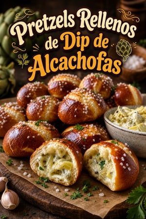 Pretzels Rellenos de Dip de Alcachofas