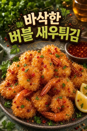 바삭한 황금빛 버블 새우 튀김과 매콤 달콤 허니 글레이즈