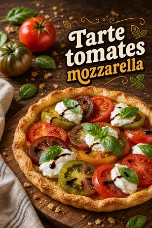 Tarte-cuillère italienne aux tomates anciennes et mozzarella