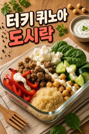 학교 점심용 고단백 칠면조(터키) 퀴노아 도시락 — 간편한 요거트 드레싱으로 영양 가득한 4인분 레시피