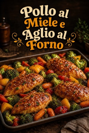 Pollo al Miele e Aglio al Forno con Verdure Arrosto