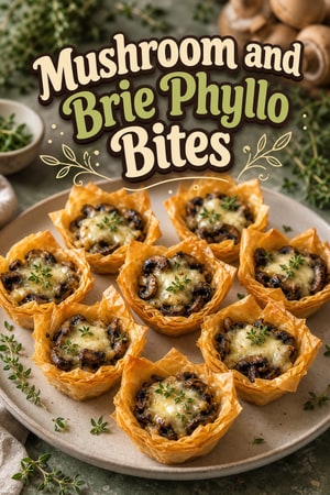 Mushroom and Brie Phyllo Bites