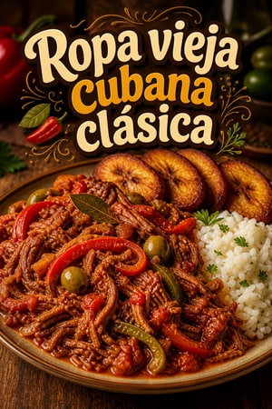 Ropa vieja cubana clásica: carne desmenuzada en salsa