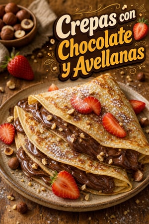 Crepas Estilo Francés con Crema de Avellanas y Chocolate