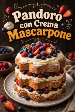 Pandoro Relleno de Crema de Mascarpone y Frutos Rojos