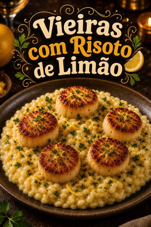 Vieiras Seladas com Risoto Cremoso de Limão e Manteiga