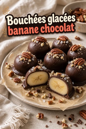 Bouchées glacées à la banane, chocolat et sel de mer