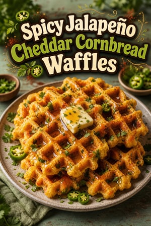 Spicy Jalapeño Cheddar Cornbread Waffles