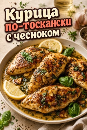 Курица по-тоскански на сковороде с чесноком и травами