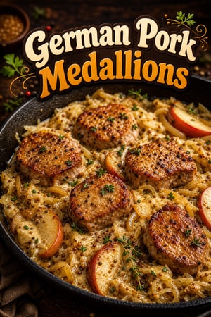 German Pork Medallions with Warm Sauerkraut Skillet