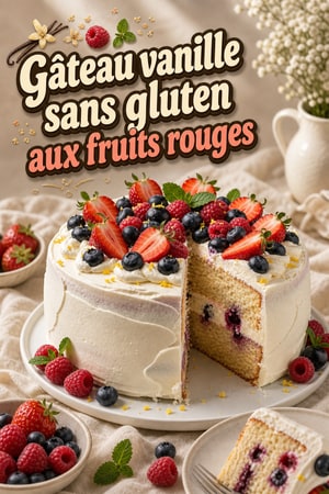 Gâteau d'anniversaire vanille sans gluten aux fruits rouges