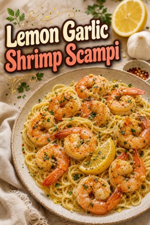 Lemon Garlic Butter Shrimp Scampi with Angel Hair Pasta