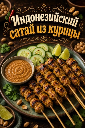 Аутентичный индонезийский сатай из курицы с арахисовым соусом