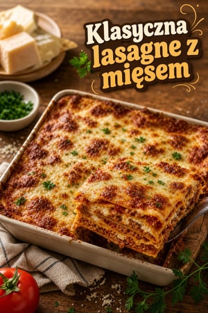 Klasyczna domowa lasagne z mięsem i trzema serami