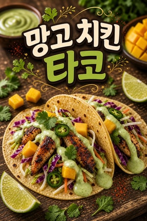 집에서 만드는 달콤 매콤 망고 치킨 타코 레시피: 고수 라임 슬로와 크리미 아보카도 크레마