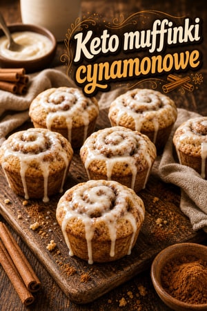 Puszyste muffinki keto cynamonowe z lukrem serowym