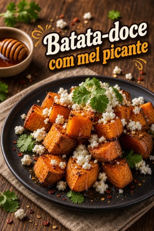 Batata-doce Assada com Mel Picante e Feta