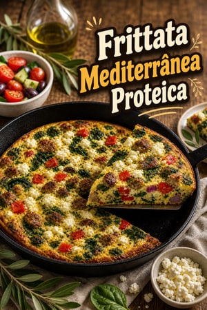 Frittata Mediterrânea Proteica com Salsicha de Peru