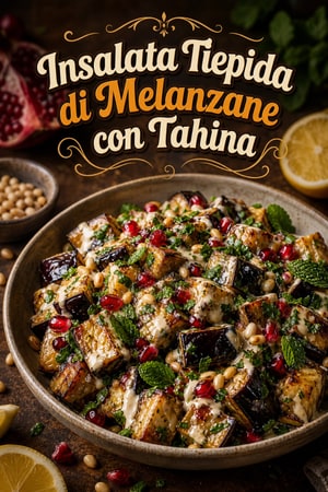 Insalata Tiepida di Melanzane con Tahina e Erbe Fresche