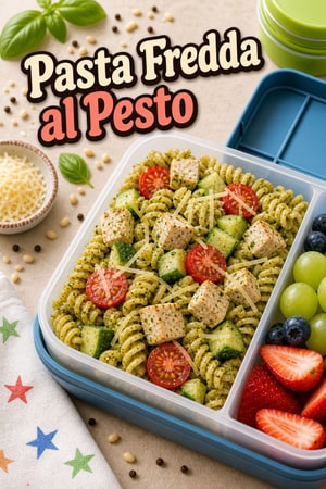 Pasta Fredda al Pesto e Pollo Senza Glutine per la Scuola