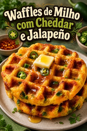 Waffles de Milho com Jalapeño e Queijo Cheddar Picantes