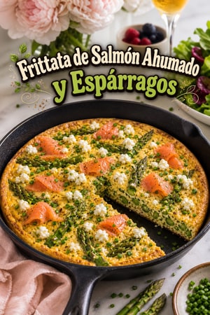 Frittata de Salmón Ahumado y Espárragos con Queso de Cabra
