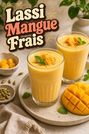 Lassi mangue frais glacé — yaourt crémeux au cardamome