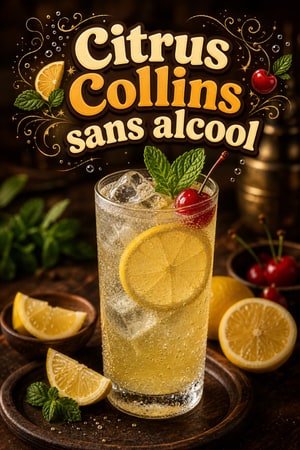 Citrus Collins sans alcool — Tom Collins mocktail pétillant