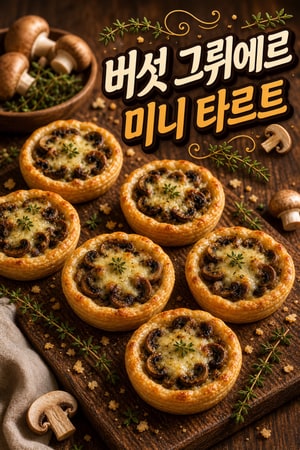 고소한 타임 풍미의 버섯 그뤼에르 미니 타르트 레시피