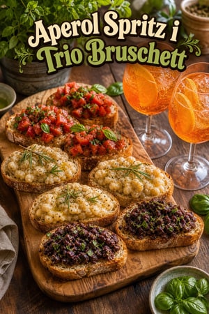 Aperol Spritz & Bruschetta Trio: Włoska Przystawka