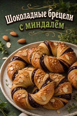 Шоколадное печенье Брецель с миндалем