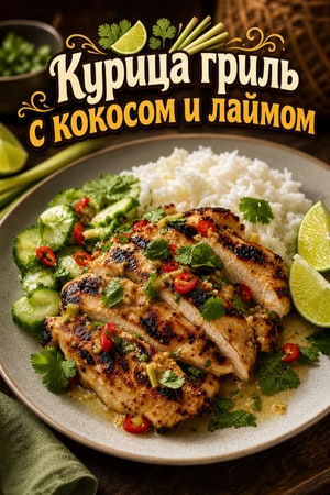 Курица на гриле в кокосовом молоке с лаймом и лемонграссом
