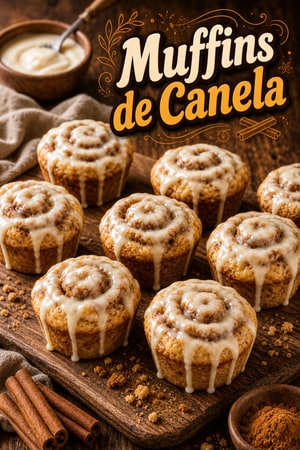 Muffins Keto de Rolinho de Canela com Cobertura de Cream Cheese