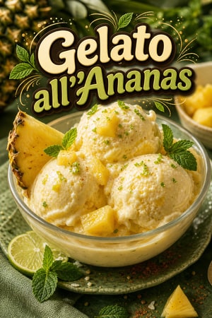 Gelato Cremoso all'Ananas Fatto in Casa con Frutta Fresca