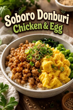 Soboro Donburi with Ground Chicken and Egg