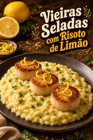Vieiras Seladas com Risoto Cremoso de Limão e Manteiga