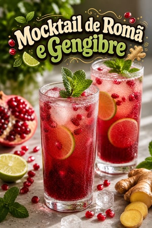 Mocktail Refrescante de Romã e Gengibre com Hortelã Fresca